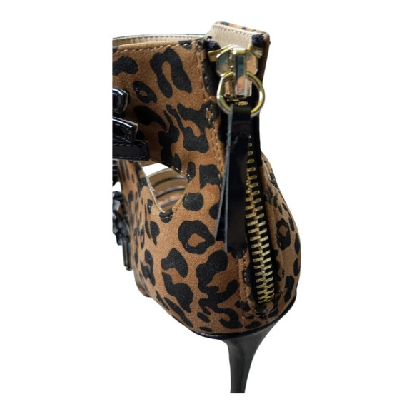 Scene Weaver Animal Print Heels  Stilettos Straps 7 - Picture 9 of 12